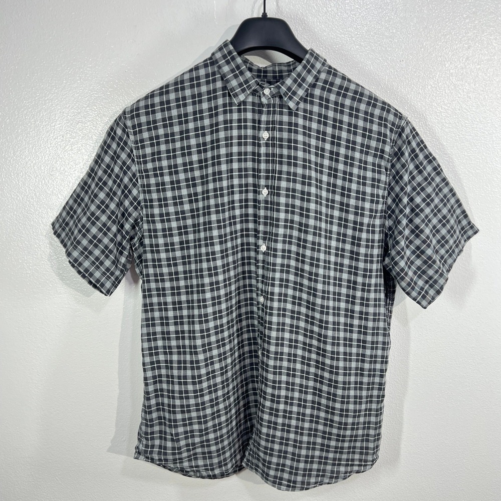 Frank & Eileen Plaid Button Up Shirt Mens XL Short Sleeve Cotton Woven in Italy